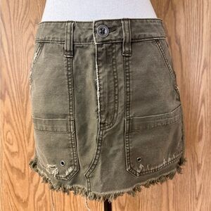 Free People Olive Green Distressed Mini Skirt size 27